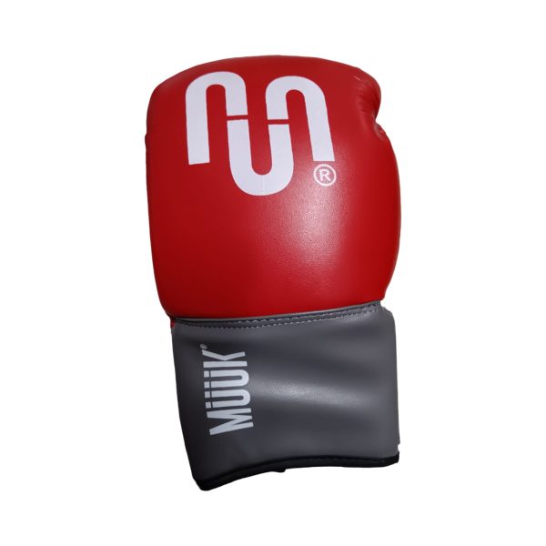 GUANTE DE BOXEO MUUK PU ROJO GRIS 14 OZ